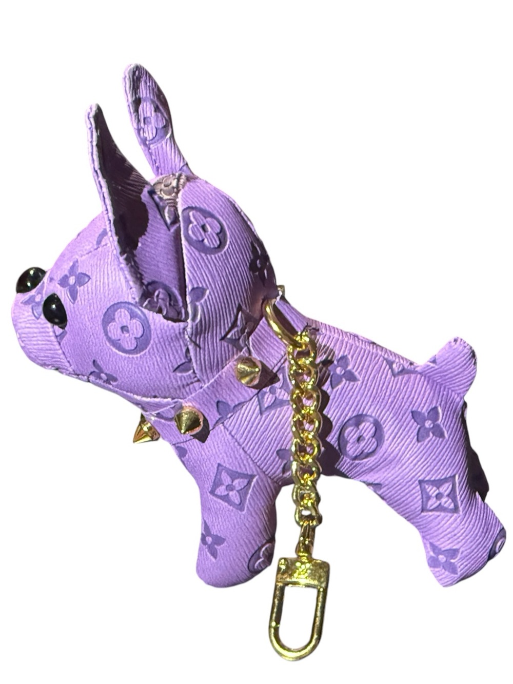 LV Fadhion Luxury Purple Designer-Pattern Dog Keychain Charm